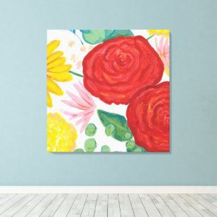 Lienzo Promise Rosa acuarela Naturaleza Rojo Floral Amari