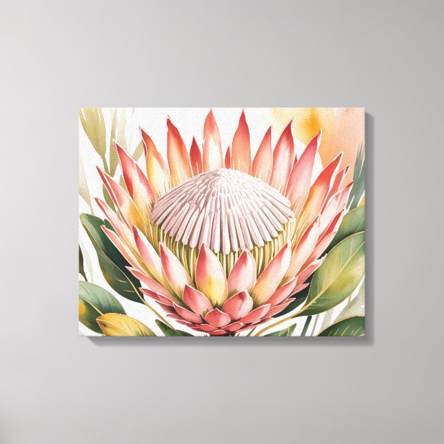 Lienzo Protea rey acuarela (Anverso)