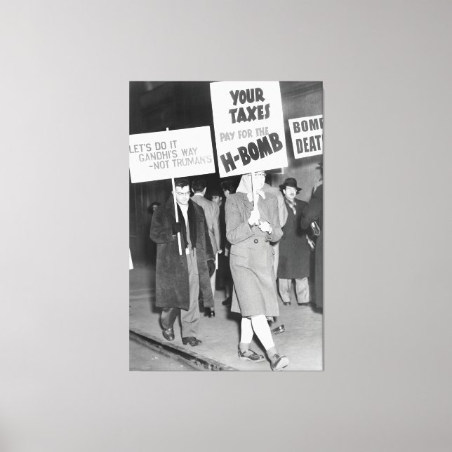 Lienzo Protesta pacífica de la Guerra Fría de 1950 (Anverso)