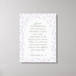 Lienzo Proverbios 3:3–4 Escritura Floral