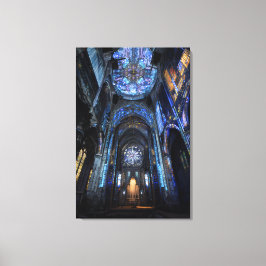 Lienzo Proyección de vidrio teñido de catedral en ruinas