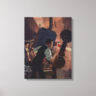 Lienzo Proyeccionista de cine, negocio vintage