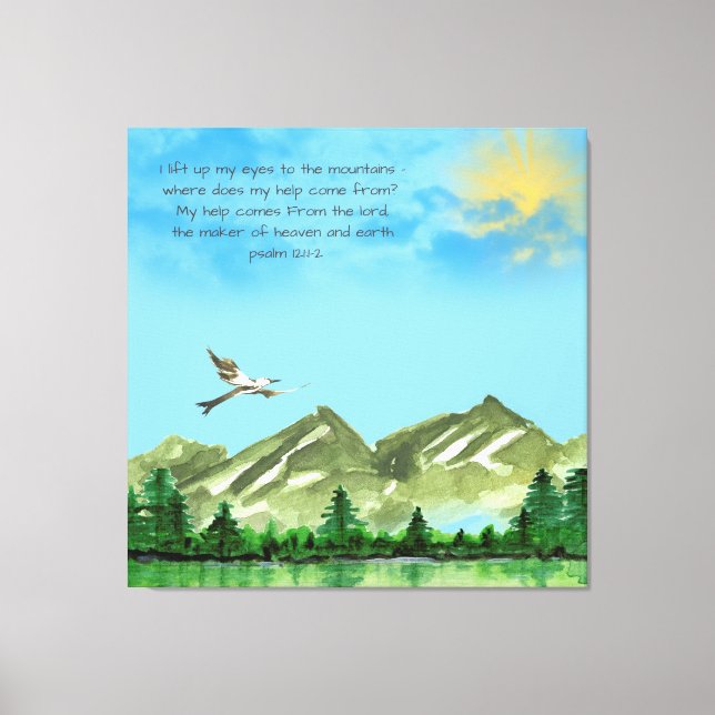 LIENZO PSALM 121:1-2 "LEVANTO LOS OJOS A LAS MONTAÑAS" (Anverso)