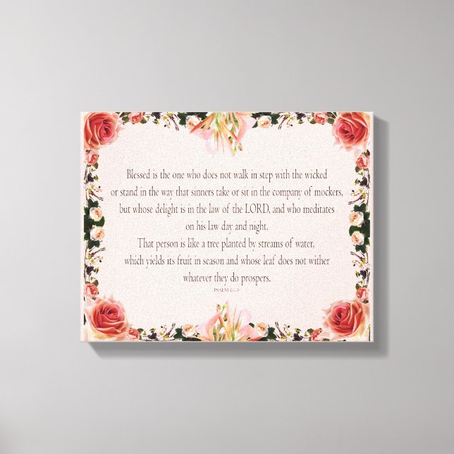 Lienzo PSALM 1:1-3 Botanic Design, (Anverso)