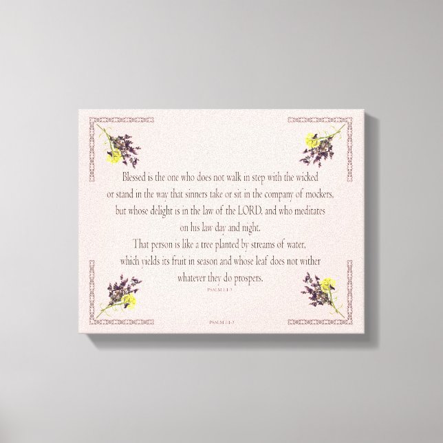 Lienzo PSALM 1:1-3 Botanic Design, (Anverso)
