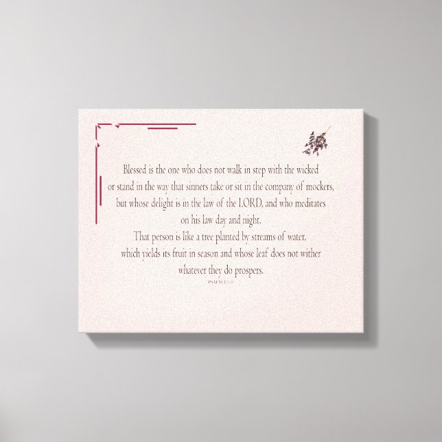 Lienzo PSALM 1, does not walk in step with the wicked (Anverso)