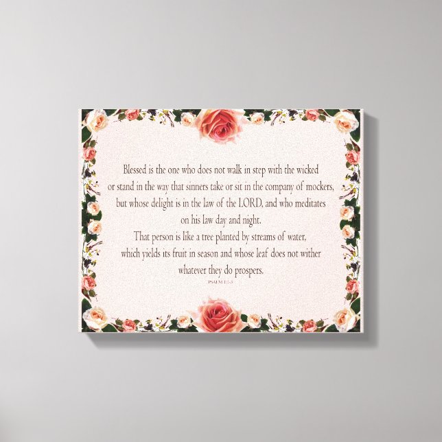 Lienzo Psalm 1 with Flower Borders (Anverso)