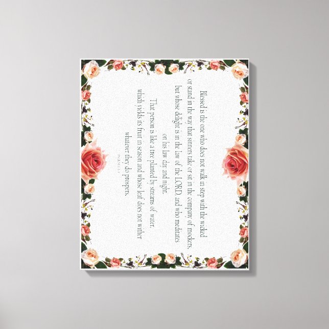 Lienzo Psalm 1 with Flower Borders (Anverso)
