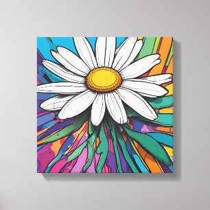 Lienzo Psicodelia Daisy Pop Art Print