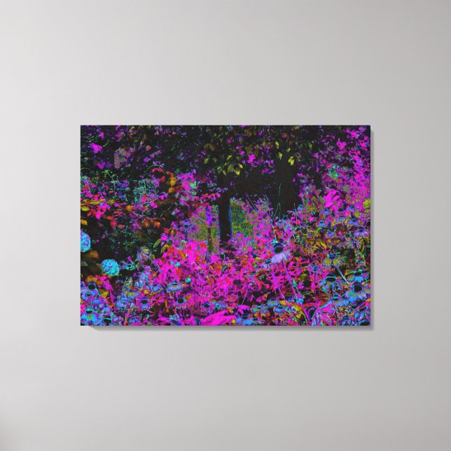 Lienzo Psicodelia Rosa Caliente y Amanecer del Jardín Neg (Anverso)