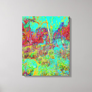 Lienzo Psychedelic Autumn Gold and Aqua Garden Landscape