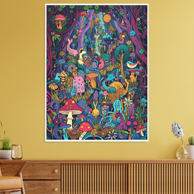 Lienzo Psychedelic woodland canvas print (Insitu (Sala de estar))