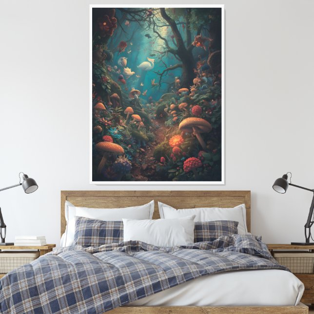 Lienzo Psychedelic woodland canvas print (Insitu(Dormitorio))