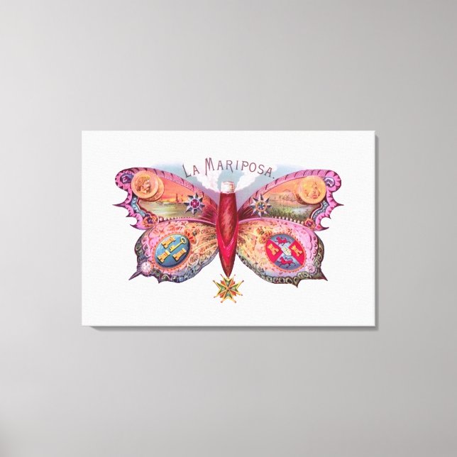 Lienzo Publicidad de pintura de antigüedades de mariposa (Anverso)