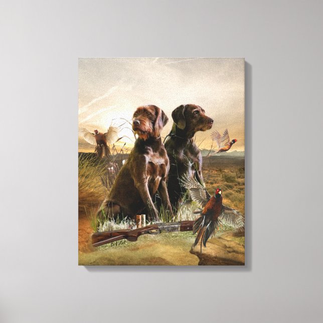 Lienzo Pudelpointers, faisán de caza (Anverso)