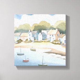 Lienzo Pueblo Costero   Pintura Acuarela Ligera y Playera