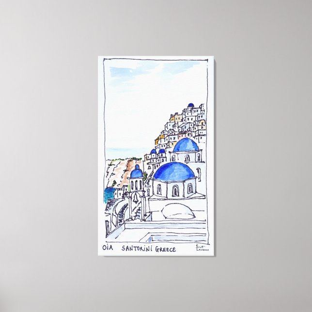 Lienzo Pueblo de Oia | Isla de Santorini, Grecia (Anverso)