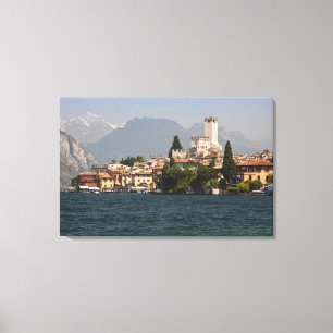 Lienzo Pueblo junto al lago, Malcesine, Provincia de Vero