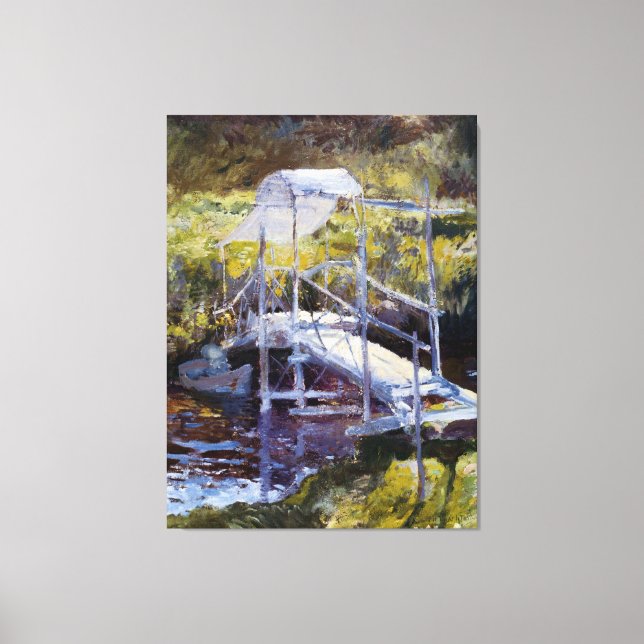 Lienzo Puente blanco por John Twachtman (Anverso)