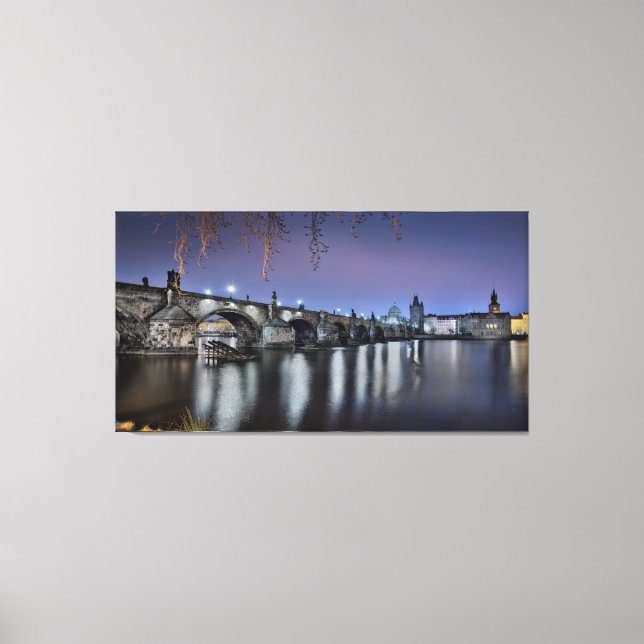 Lienzo Puente Carlos de Praga de noche (Anverso)