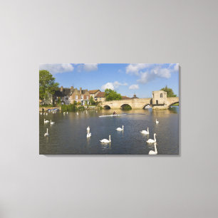 Lienzo Puente de arco de piedra y río Ouse, St Ives,