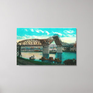 Lienzo Puente de Broadway sobre el río de Willamette