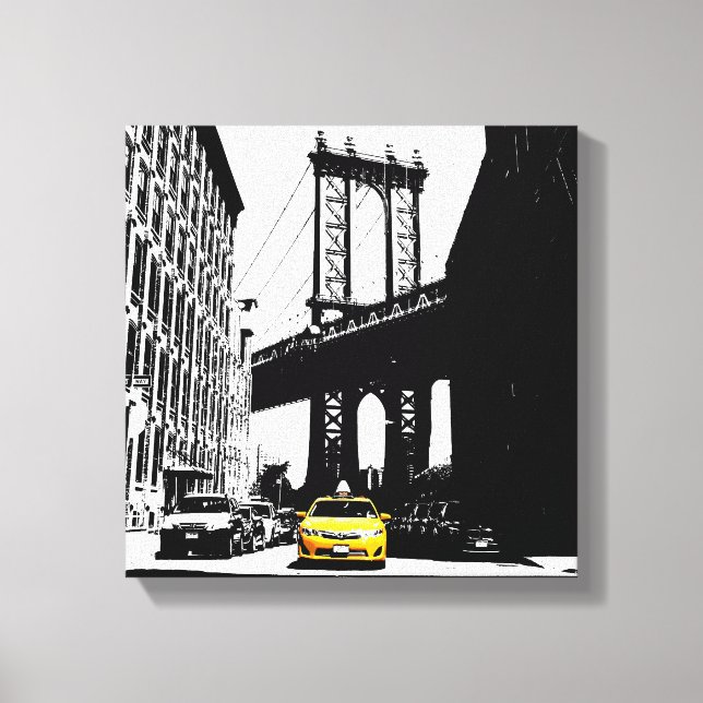 Lienzo Puente de Brooklyn de Nueva York Yellow Taxi Nyc (Anverso)