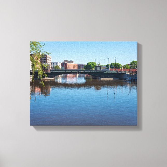 Lienzo puente de la calle estatal que cruza el río milwau (Anverso)