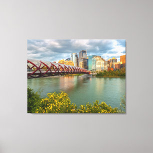 Lienzo Puente de la Paz y paisaje urbano de Calgary