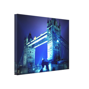 Lienzo Puente de la torre de Londres en la noche azul