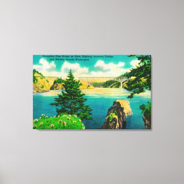 Lienzo Puente de paso de decepción, isla de Fidalgo y Whi (Anverso)