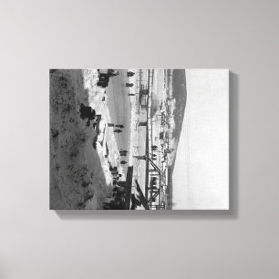 Lienzo Puente del invierno sobre el río en Fairbanks