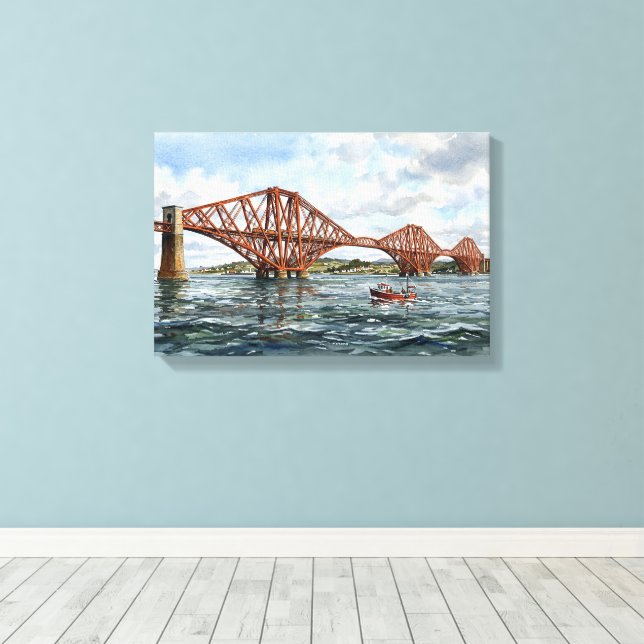 Lienzo Puente ferroviario histórico de Forth Escocia Acua (Insitu (piso de madera))