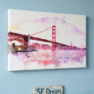 Lienzo Puente Golden Gate al atardecer Pastel en San Fran