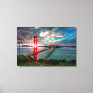 Lienzo Puente Golden Gate con Sun que brilla a través