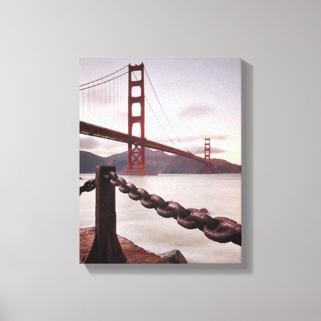 Lienzo Puente Golden Gate contra las montañas (Anverso)