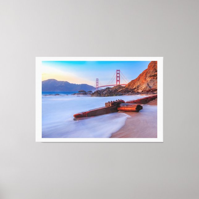 Lienzo Puente Golden Gate en San Francisco, Baker Beach (Anverso)