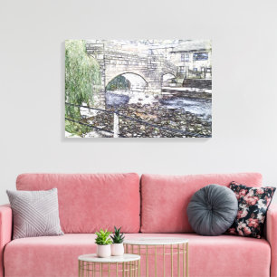 Lienzo Puente histórico de carga en Hebden Bridge