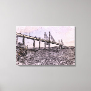 Lienzo Puente Kessock Inverness Acuarela Artística