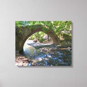 Lienzo Puente medieval Kelefos en el bosque de Chipre
