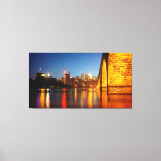 Lienzo Puente nocturno del Arco de Piedra de Minneapolis