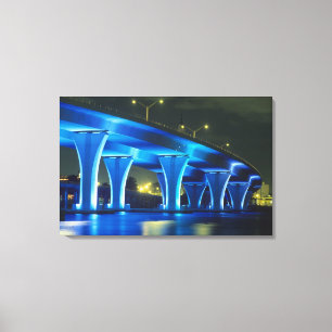 Lienzo Puente nocturno en el Puerto de Miami, Florida