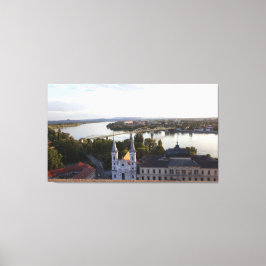 Lienzo Puente sobre el Danubio une Hungría con Eslovaquia