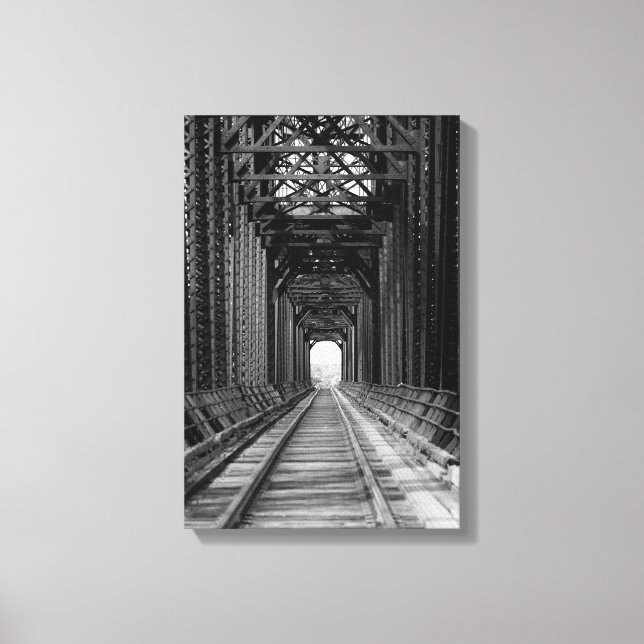 Lienzo Puente Trestle En Blanco Y Negro (Anverso)