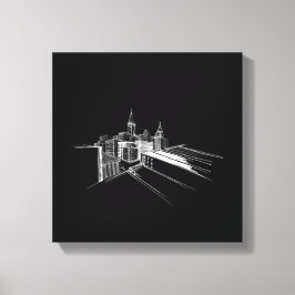 Lienzo Puente vibrante de la ciudad único blanco y negro 