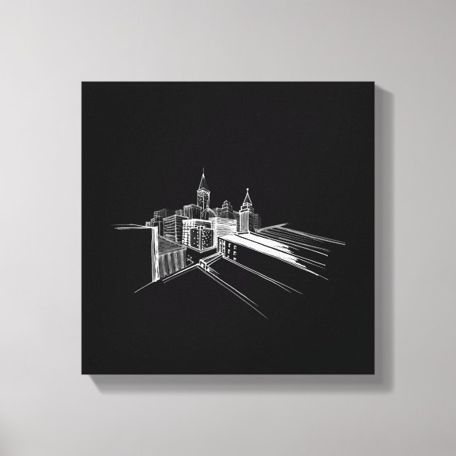 Lienzo Puente vibrante de la ciudad único blanco y negro  (Anverso)