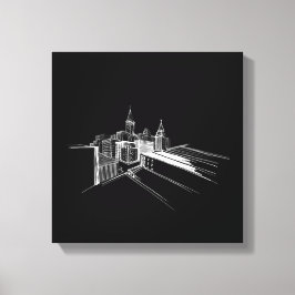 Lienzo Puente vibrante de la ciudad único blanco y negro