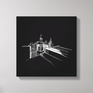 Lienzo Puente vibrante de la ciudad único blanco y negro 