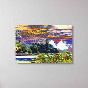Lienzo Puente y teatro de la ópera del puerto de Sydney