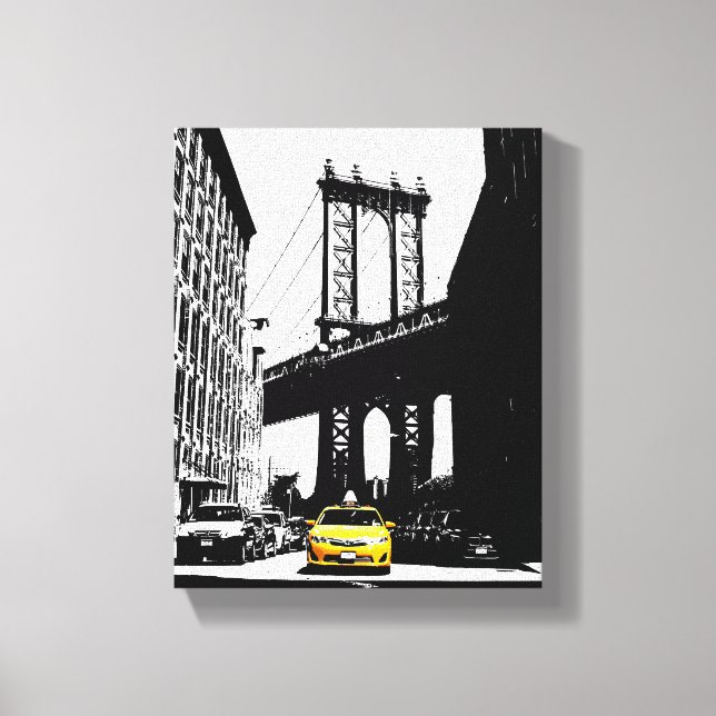Lienzo Puente Yellow Taxi Brooklyn de Nueva York (Anverso)